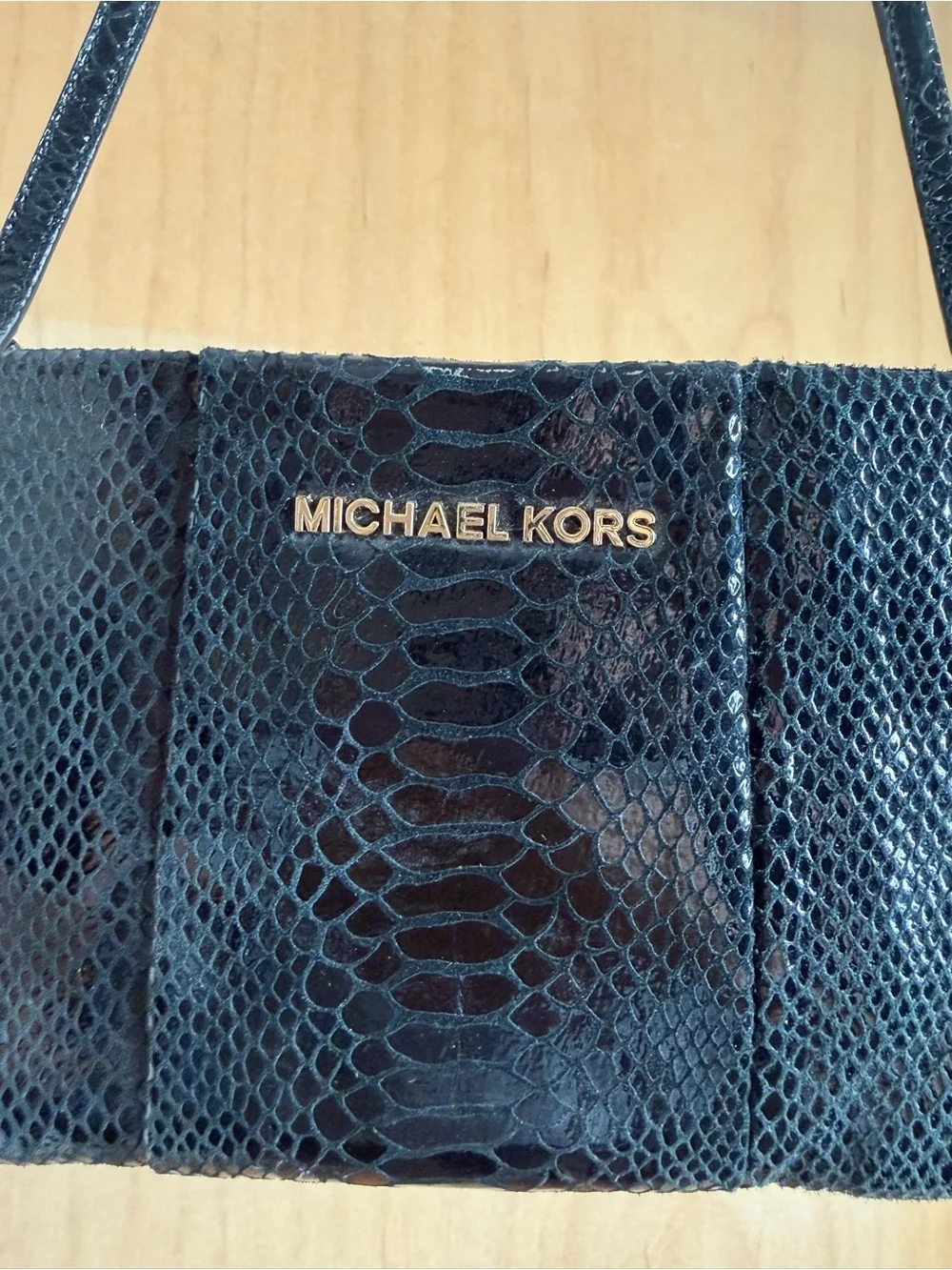 NWT! Michael Kors Black Snakeskin Embossed Shoulder Bag - Clutch Purse